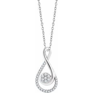 14K White 1/5 CTW Natural Diamond Freeform 16-18" Necklace