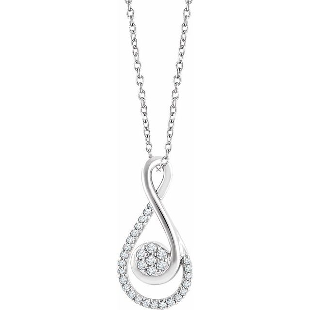 14K White 1/5 CTW Natural Diamond Freeform 16-18 Necklace