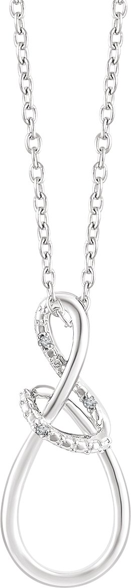 Sterling Silver .015 CTW Natural Diamond Freeform 16-18" Necklace