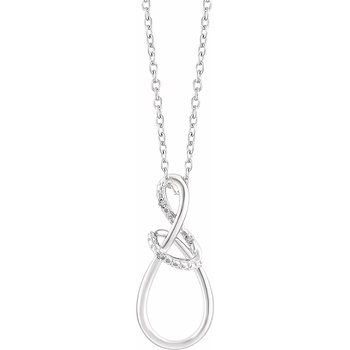 Sterling Silver .015 CTW Diamond Freeform 16 18 inch Necklace Ref. 13048426