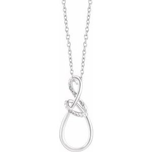 Sterling Silver .015 CTW Natural Diamond Freeform 16-18" Necklace