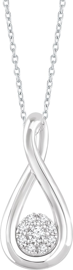 Sterling Silver  1/10 CTW Natural Diamond Freeform 16-18 Necklace 