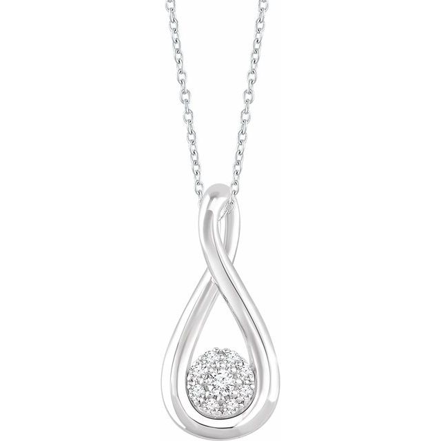 Sterling Silver  1/10 CTW Natural Diamond Freeform 16-18" Necklace 