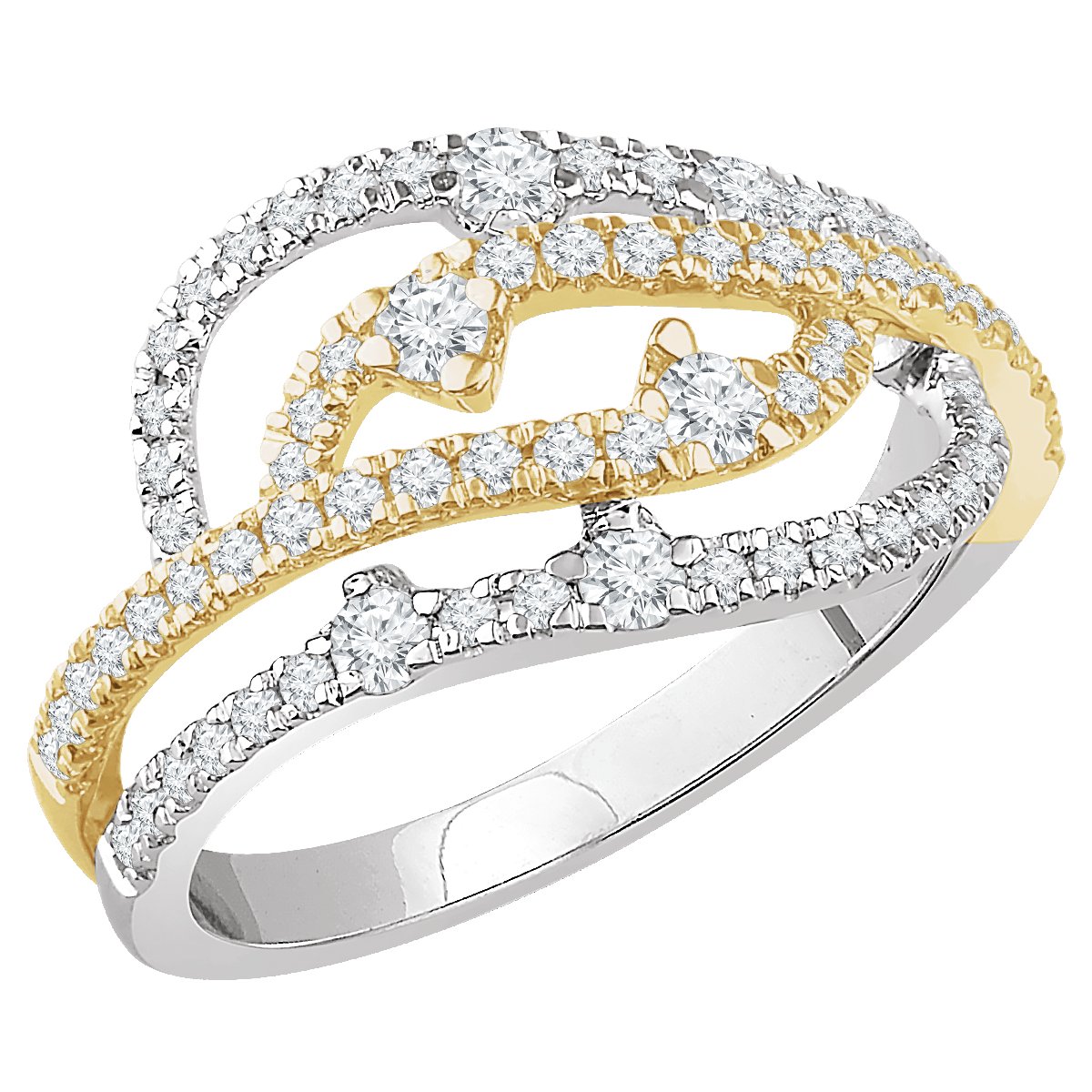 14K White & Yellow 5/8 CTW Diamond Ring  