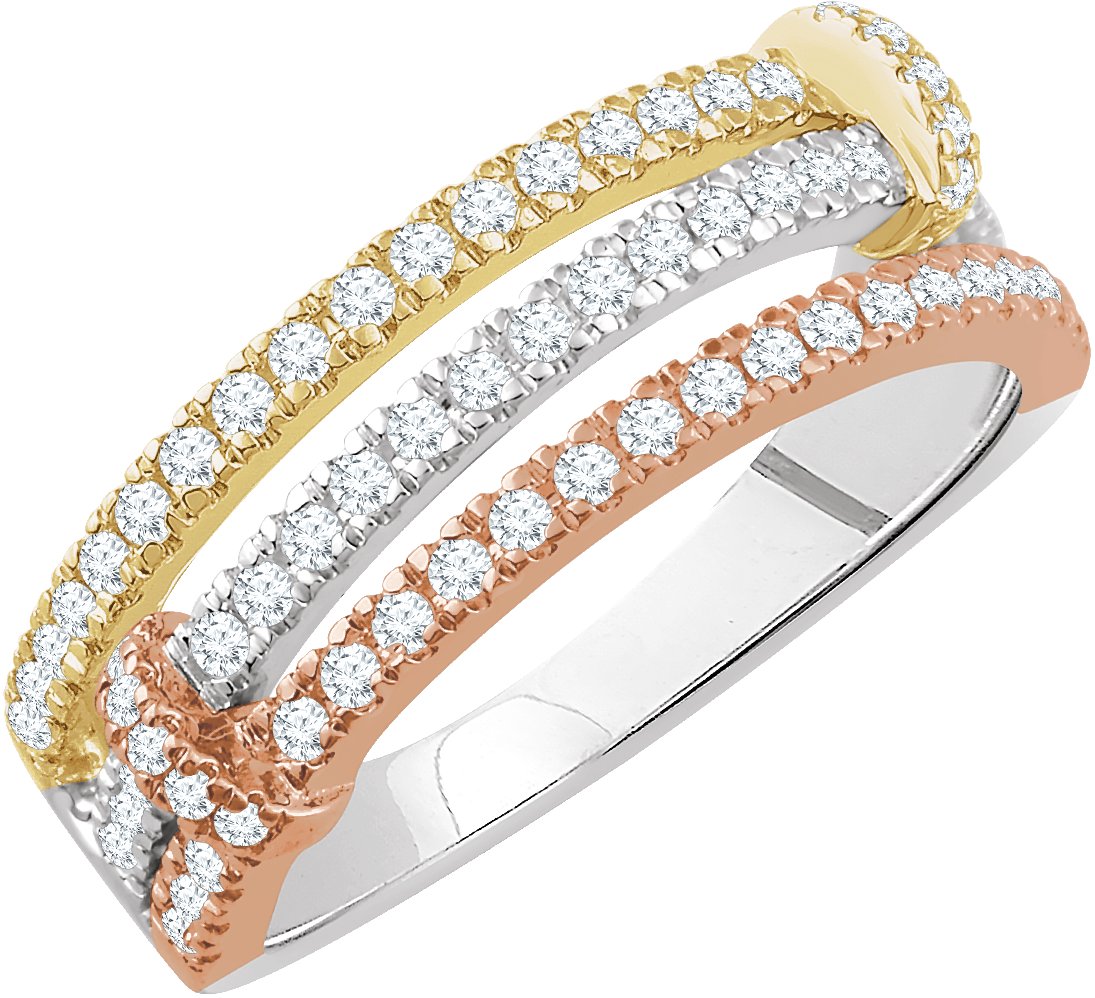 14K Tri-Color 1/2 CTW Diamond Ring