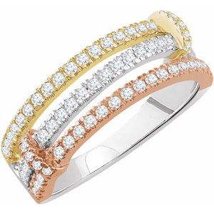 14K White/Rose/Yellow 1/2 CTW Natural Diamond Ring  