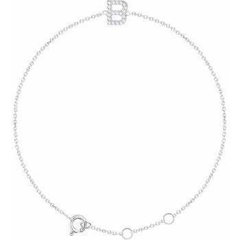 14K White .07 CTW Diamond Initial B 6 7 inch Bracelet Ref. 13219769