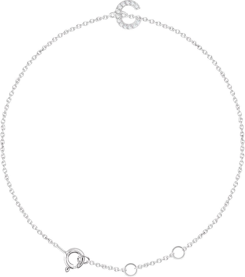14K White .04 CTW Natural Diamond Initial C 6-7" Bracelet