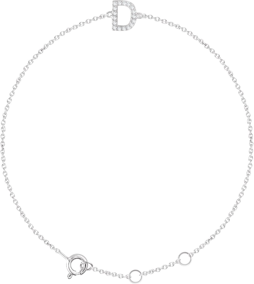 14K White .06 CTW Diamond Initial D 6 7 inch Bracelet Ref. 13219771