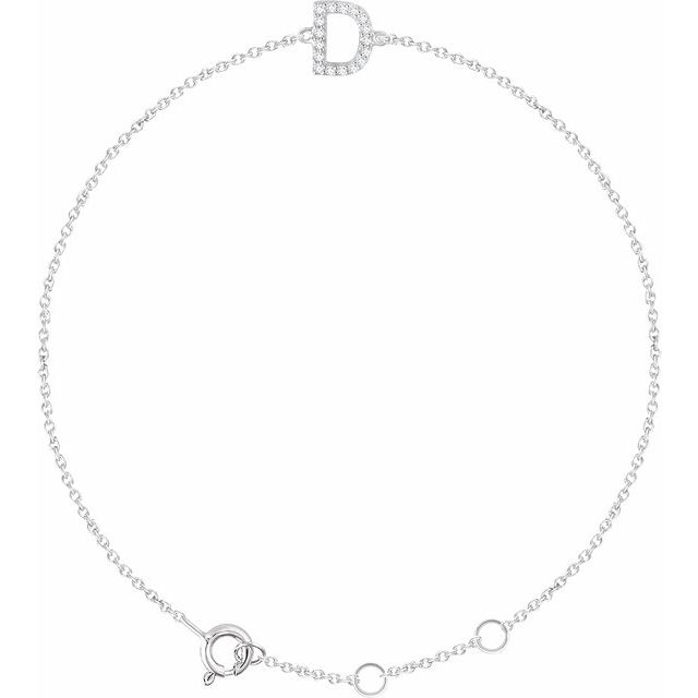 14K White .06 CTW Diamond Initial D 6-7" Bracelet