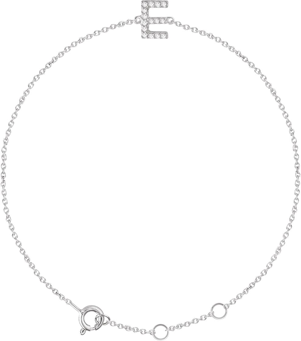 14K White .06 CTW Diamond Initial E 6 7 inch Bracelet Ref. 13219772