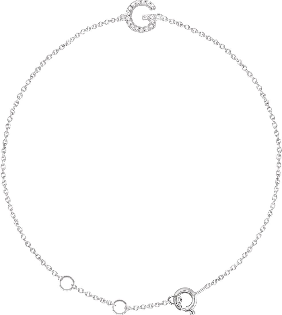 14K White .05 CTW Diamond Initial G 6 7 inch Bracelet Ref. 13219774