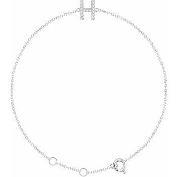 14K White .06 CTW Diamond Initial H 6 7 inch Bracelet Ref. 13219775