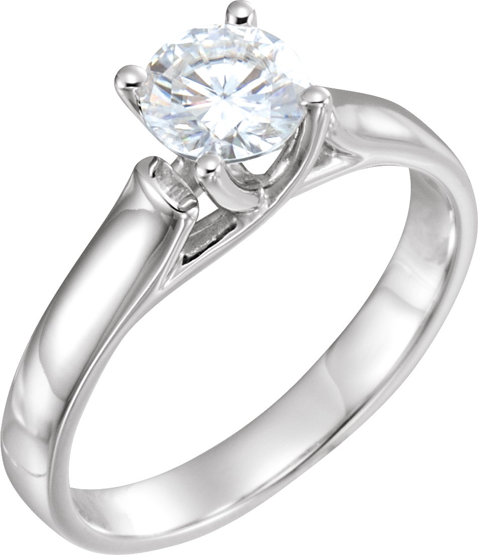 Set 6 mm Round Forever One Created Moissanite Solitaire Engagement Ring Ref 12886698