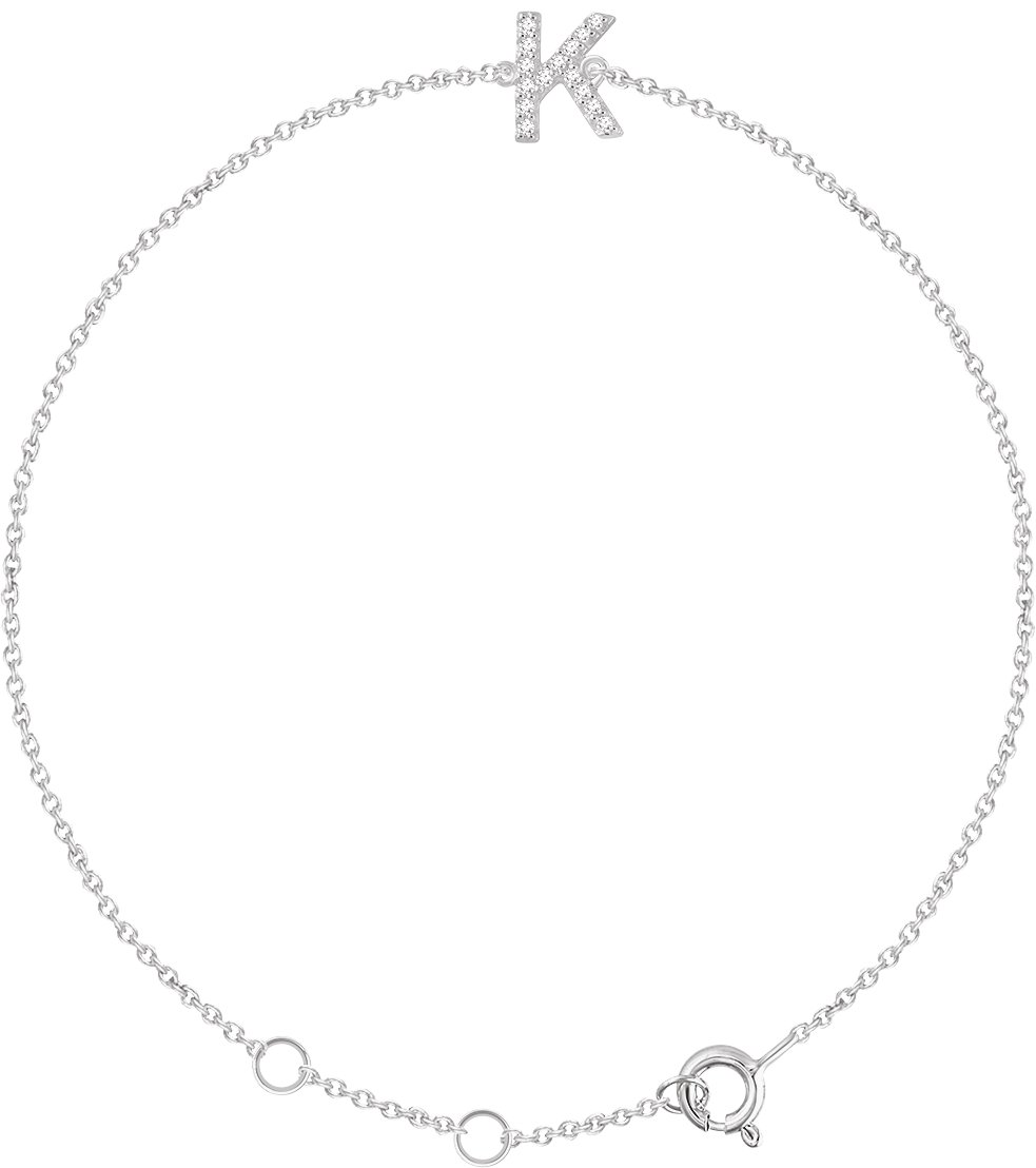 14K White .05 CTW Diamond Initial K 6 7 inch Bracelet Ref. 13219778