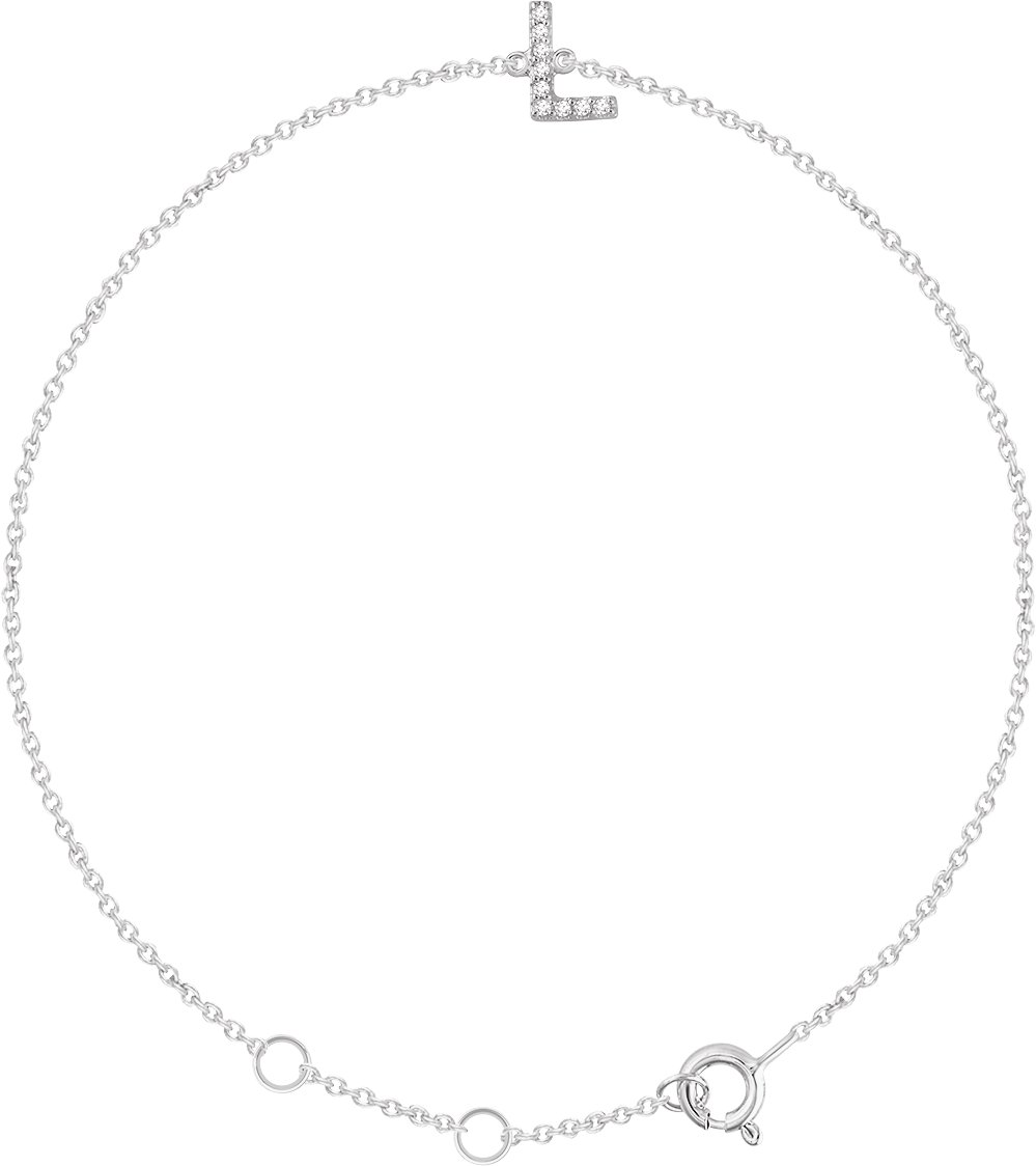 14K White .04 CTW Diamond Initial L 6 7 inch Bracelet Ref. 13219779