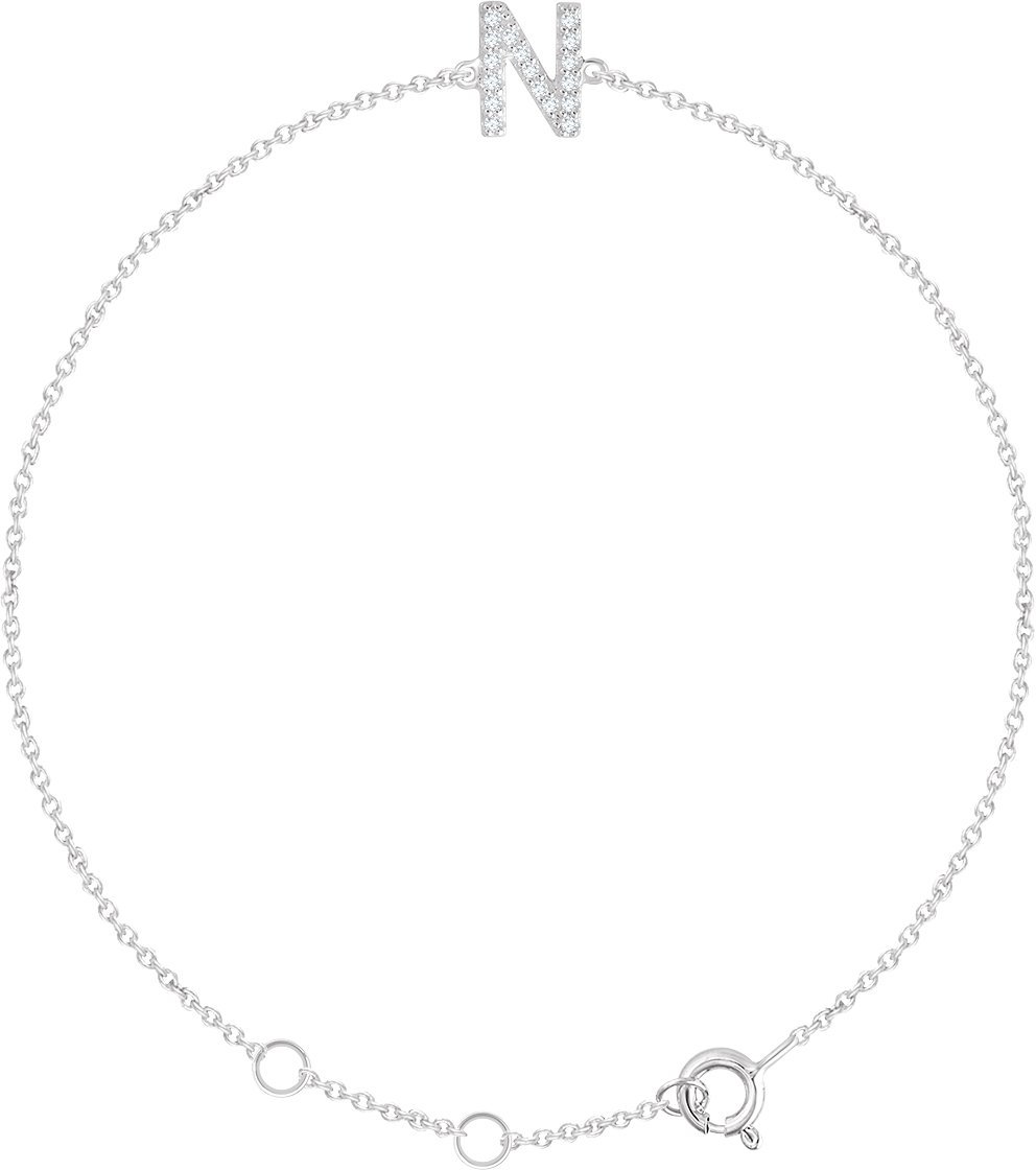 14K White .06 CTW Diamond Initial N 6 7 inch Bracelet Ref. 13219781