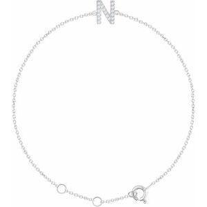 14K White .06 CTW Natural Diamond Initial N 6-7" Bracelet