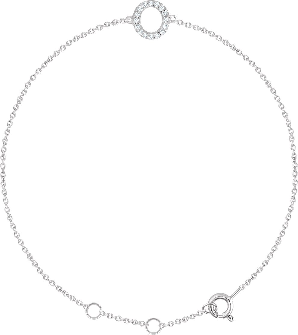 14K White .06 CTW Diamond Initial O 6 7 inch Bracelet Ref. 13219782