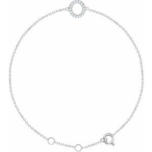 14K White .06 CTW Natural Diamond Initial O 6-7" Bracelet