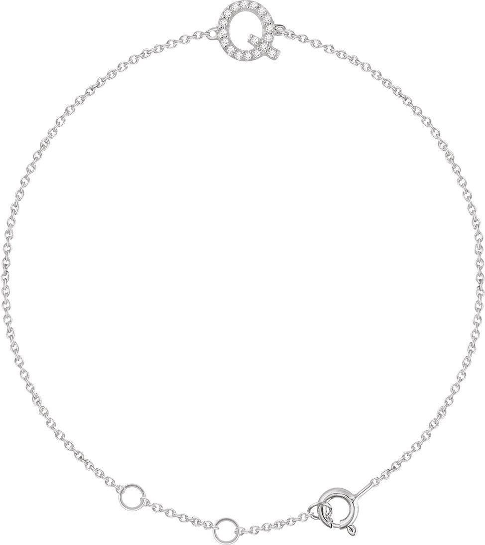 14K White .07 CTW Diamond Initial Q 6 7 inch Bracelet Ref. 13219784
