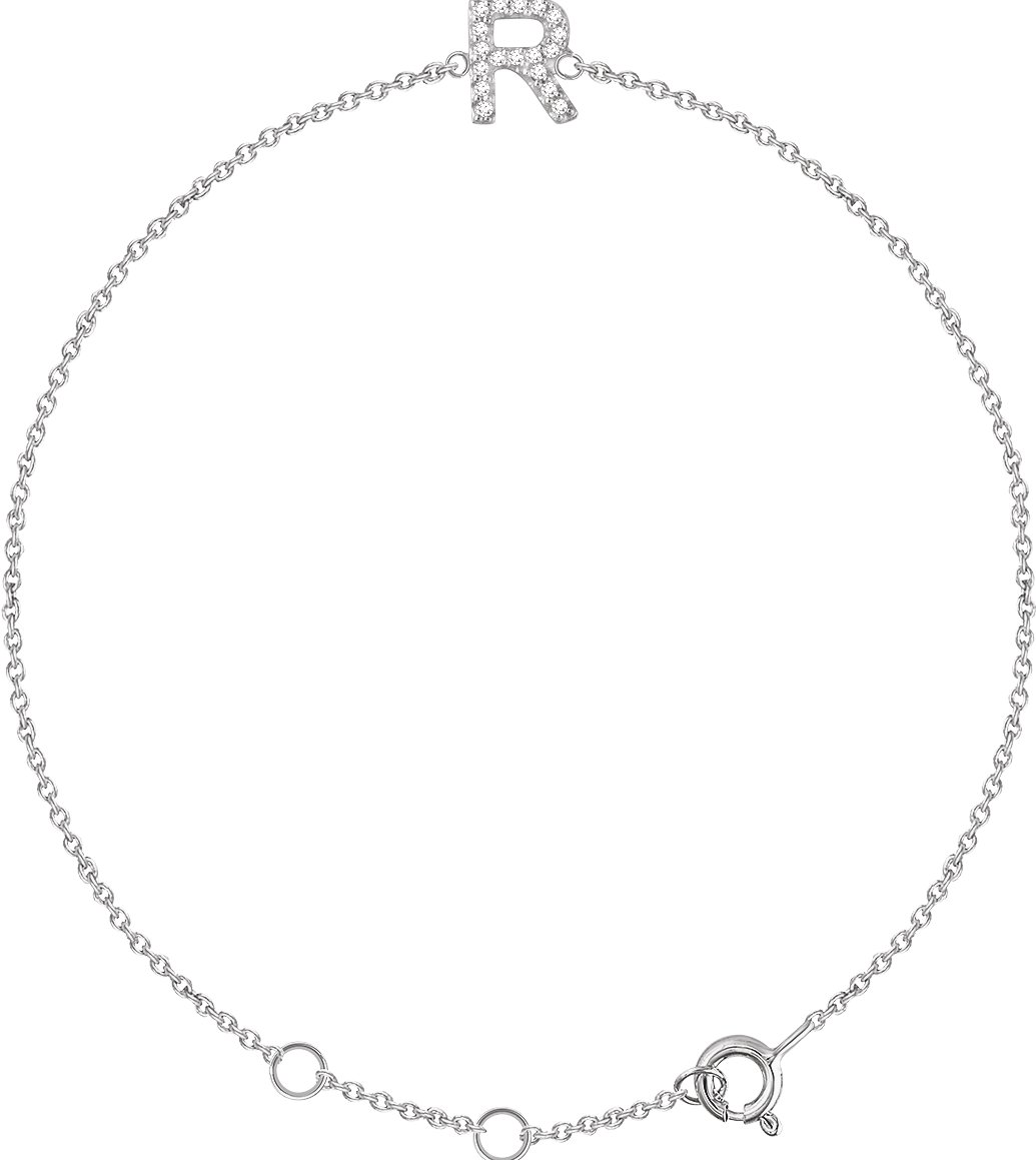 14K White .06 CTW Diamond Initial R 6 7 inch Bracelet Ref. 13219785