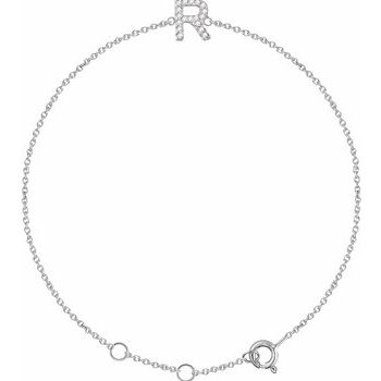14K White .06 CTW Diamond Initial R 6 7 inch Bracelet Ref. 13219785