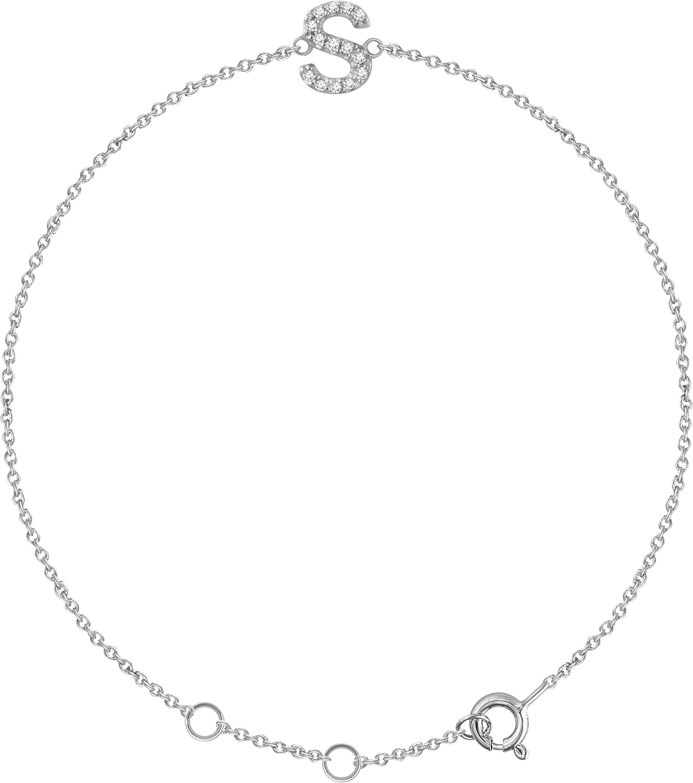 14K White .05 CTW Diamond Initial S 6 7 inch Bracelet Ref. 13219786