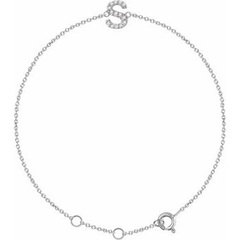 14K White .05 CTW Diamond Initial S 6 7 inch Bracelet Ref. 13219786