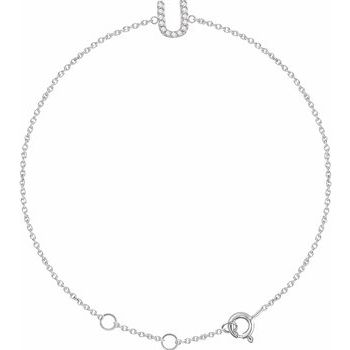 14K White .05 CTW Diamond Initial U 6 7 inch Bracelet Ref. 13219788