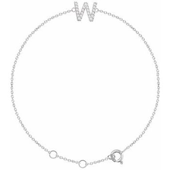 14K White .07 CTW Diamond Initial W 6 7 inch Bracelet Ref. 13219790