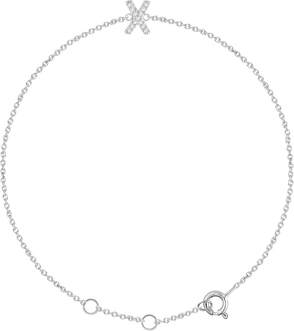 14K White .04 CTW Diamond Initial X 6 7 inch Bracelet Ref. 13219791