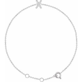 14K White .04 CTW Diamond Initial X 6 7 inch Bracelet Ref. 13219791