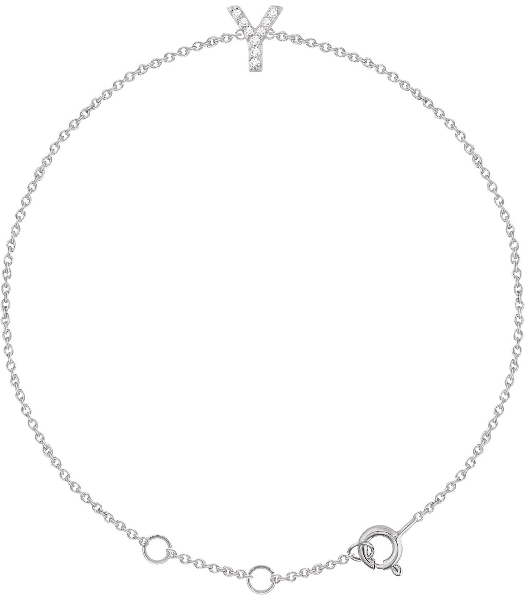 14K White .04 CTW Diamond Initial Y 6 7 inch Bracelet Ref. 13219792
