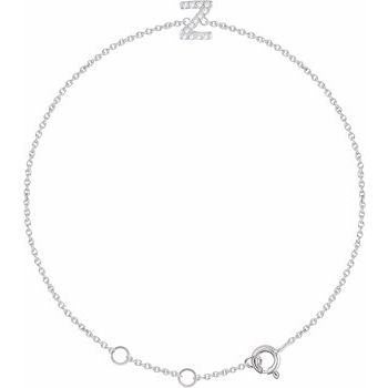 14K White .06 CTW Diamond Initial Z 6 7 inch Bracelet Ref. 13219793