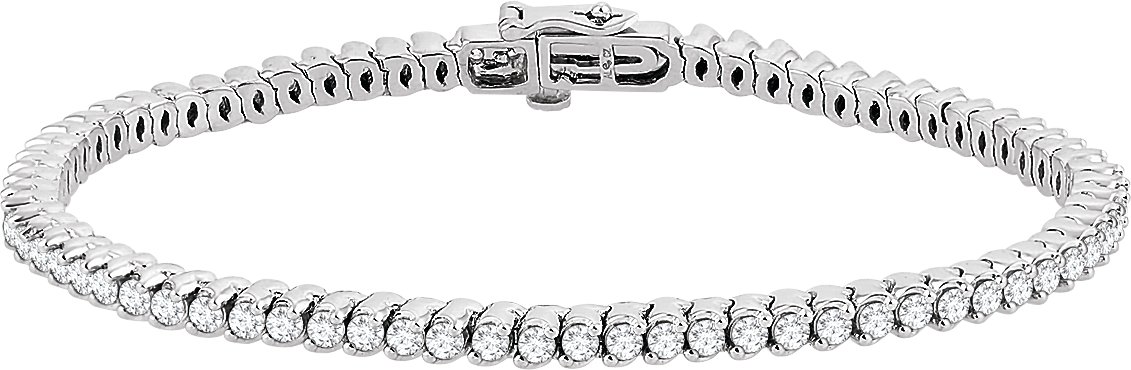 2 Row Round Tennis Diamond Bracelet In 18K Yellow Gold