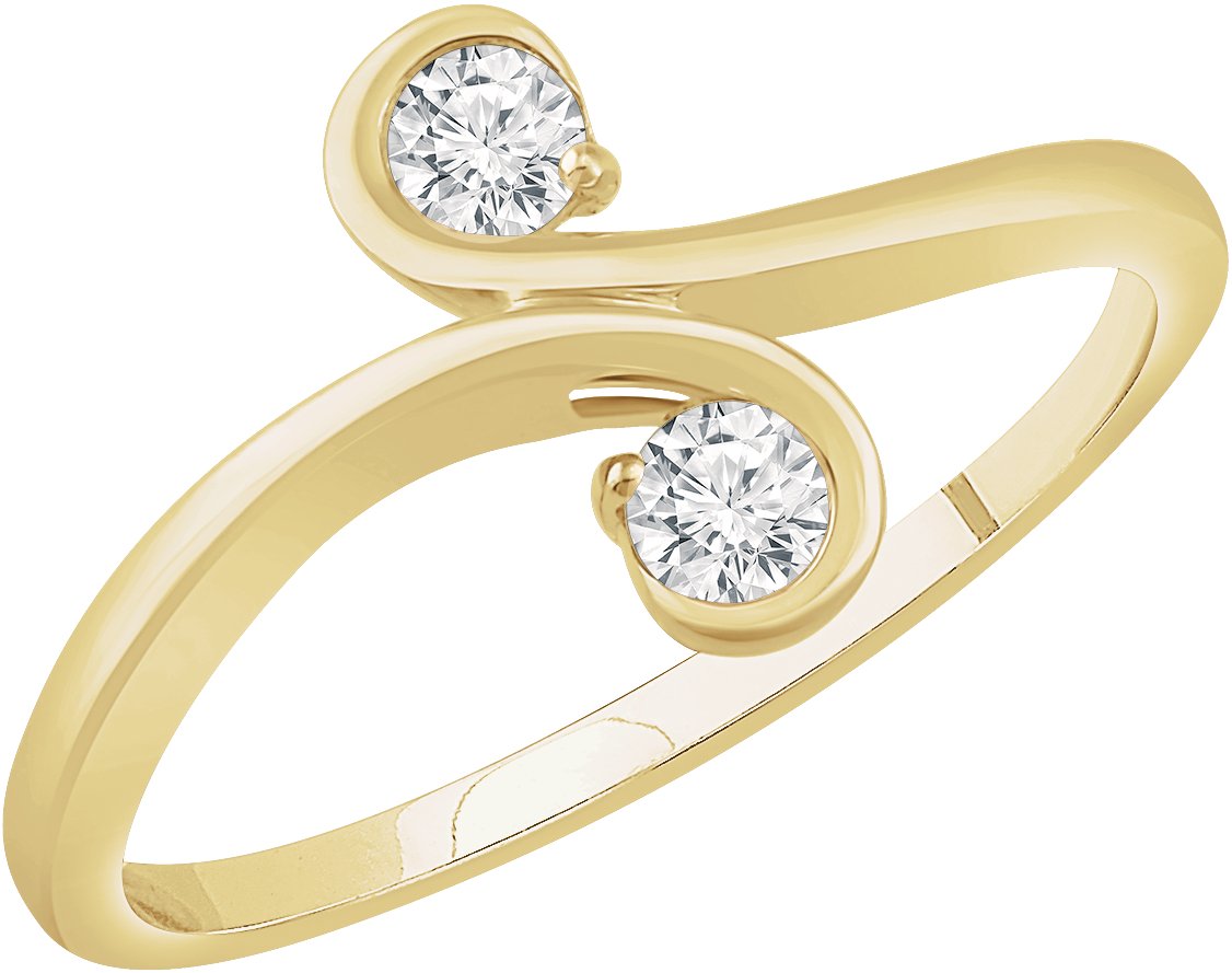 14K Yellow 1/5 CTW Natural Diamond Two-Stone Ring