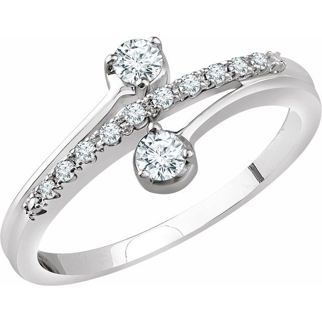 14K White 1/4 CTW Diamond Two-Stone Ring 