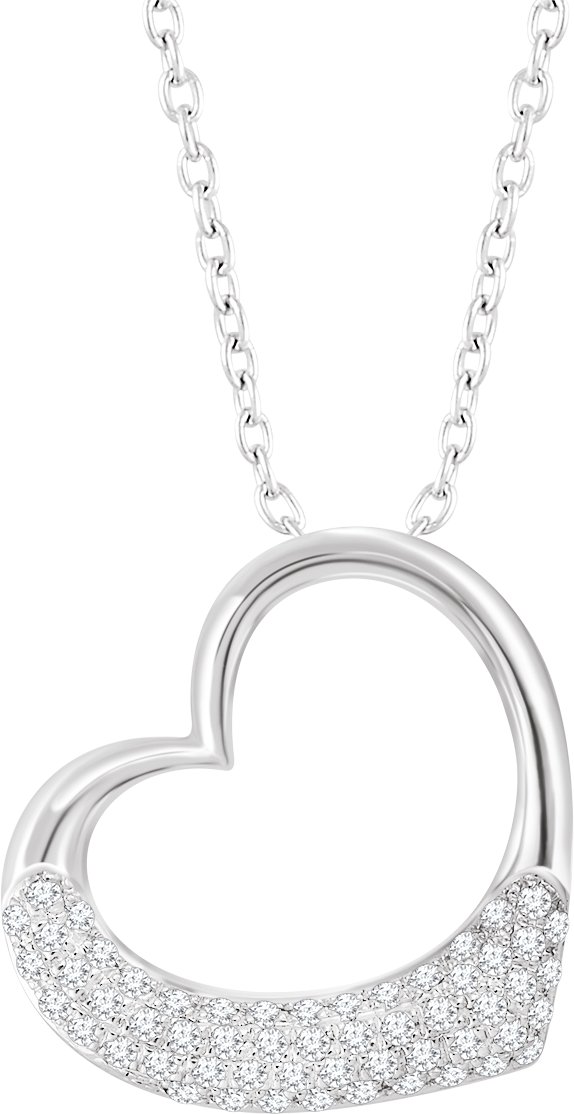 14K White 1/5 CTW Diamond Heart 16-18