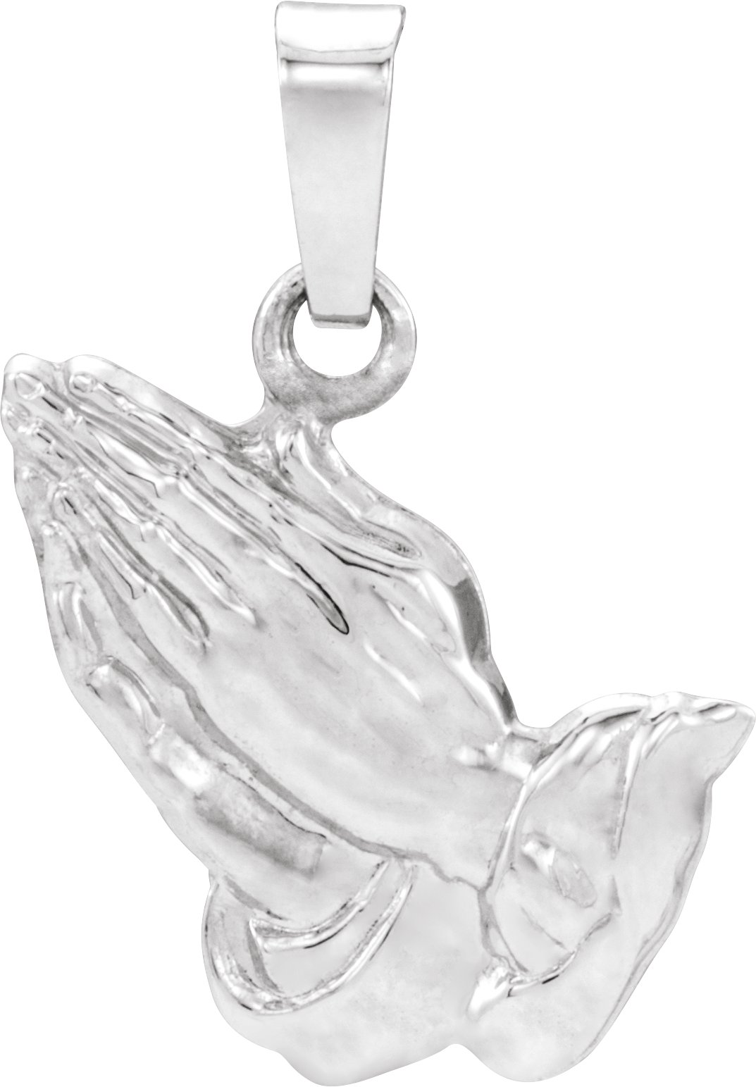 14K White 18.25x13 mm Praying Hands Pendant