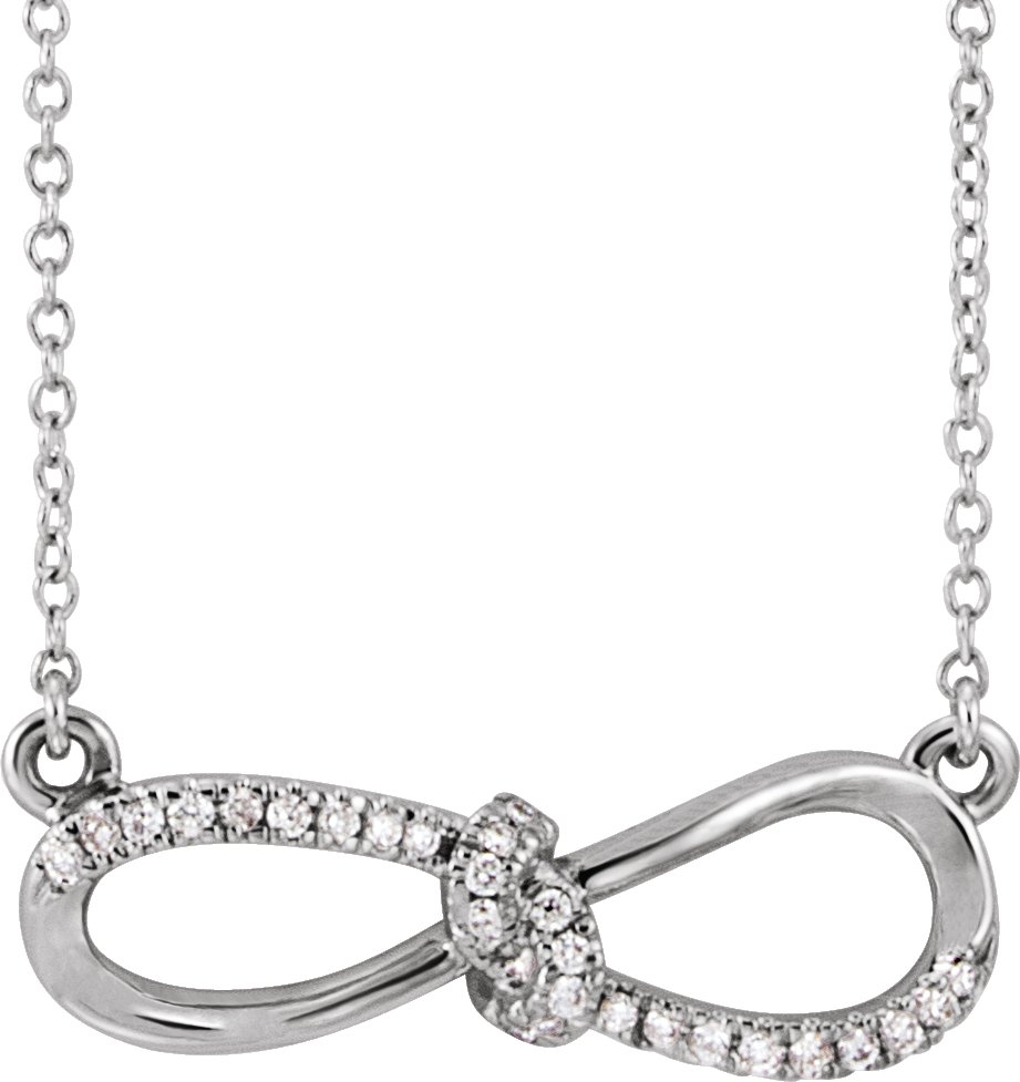 14K White 1/8 CTW Natural Diamond Infinity-Inspired 18 Necklace 