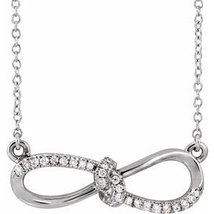 14K White 1/8 CTW Natural Diamond Infinity-Inspired 18" Necklace 