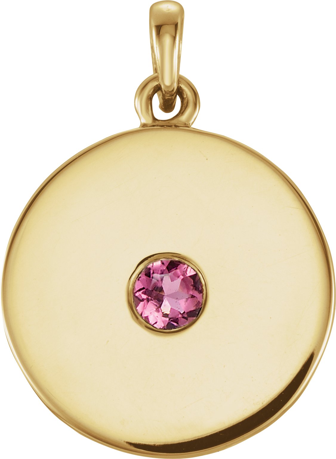 14K Yellow Tourmaline Disc Pendant