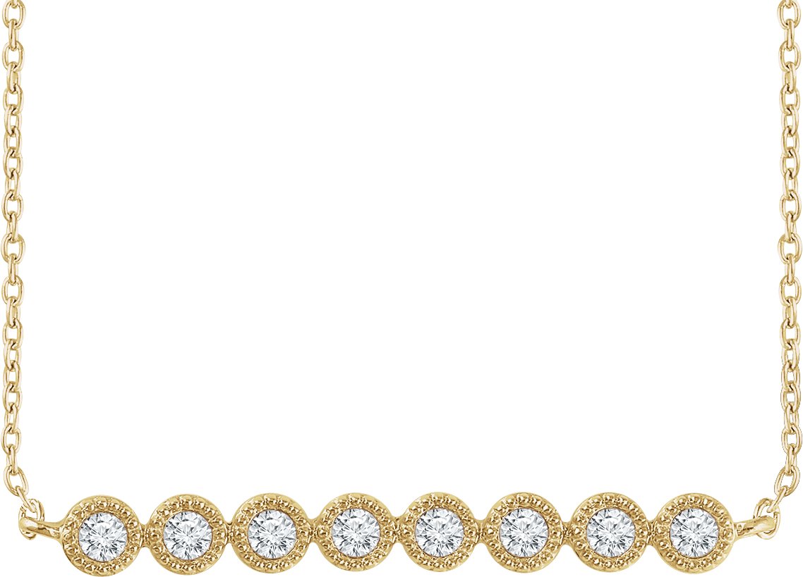 14K Yellow 1/5 CTW Diamond Bar 16-18 Necklace 