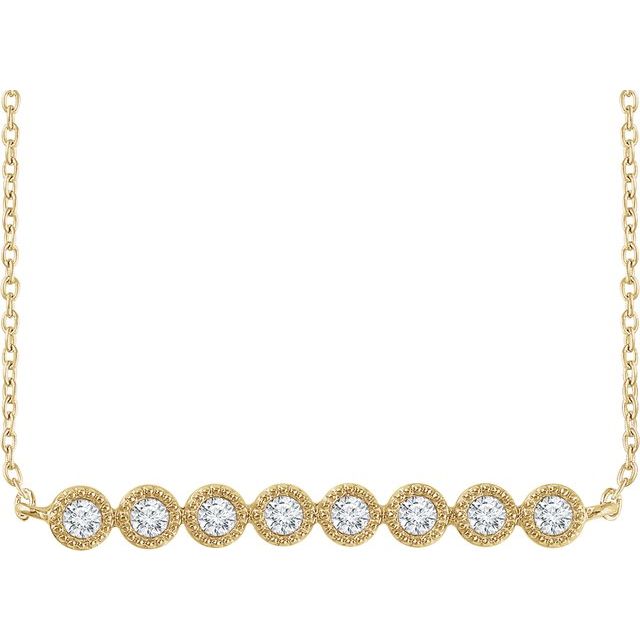 14K Yellow 1/5 CTW Diamond Bar 16-18" Necklace 