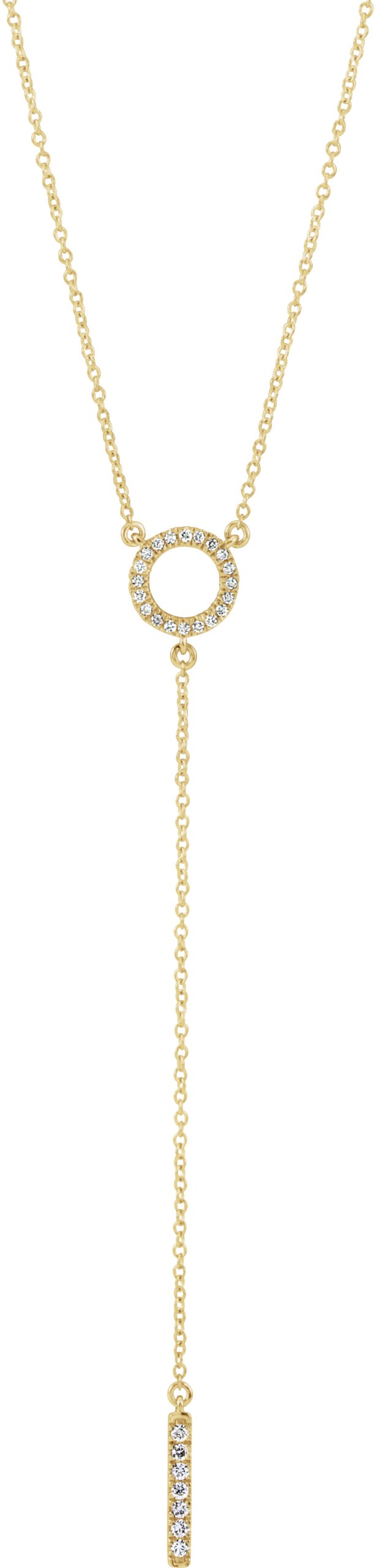 14K Yellow 1/6 CTW Diamond Circle 16-18 Bar Y Necklace 