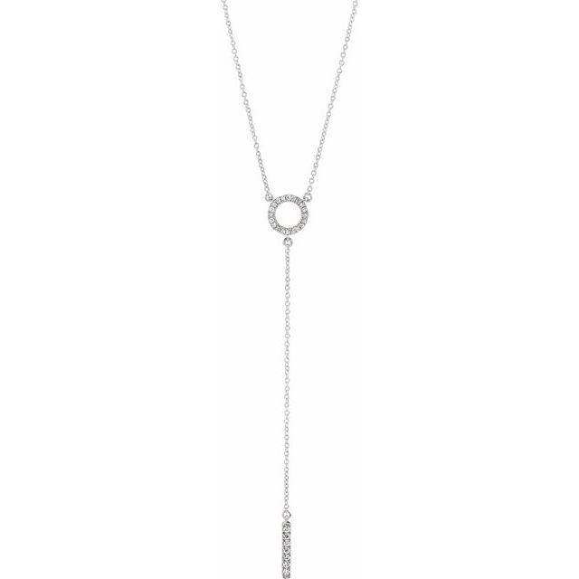 14K White 1/6 CTW Natural Diamond Bar 16-18" Necklace