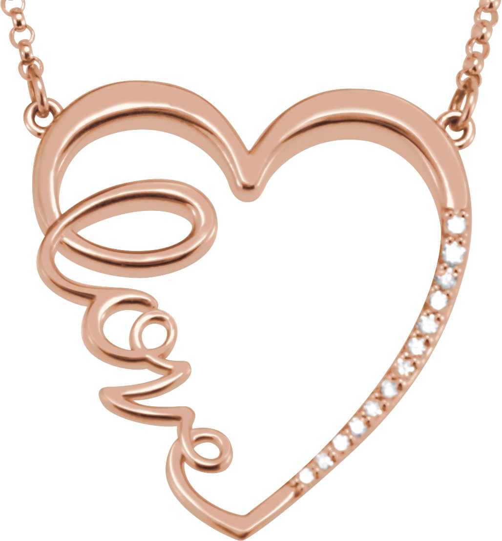 14K Rose .167 CTW Diamond Love Heart Infinity Inspired 18 inch Necklace Ref. 5042530