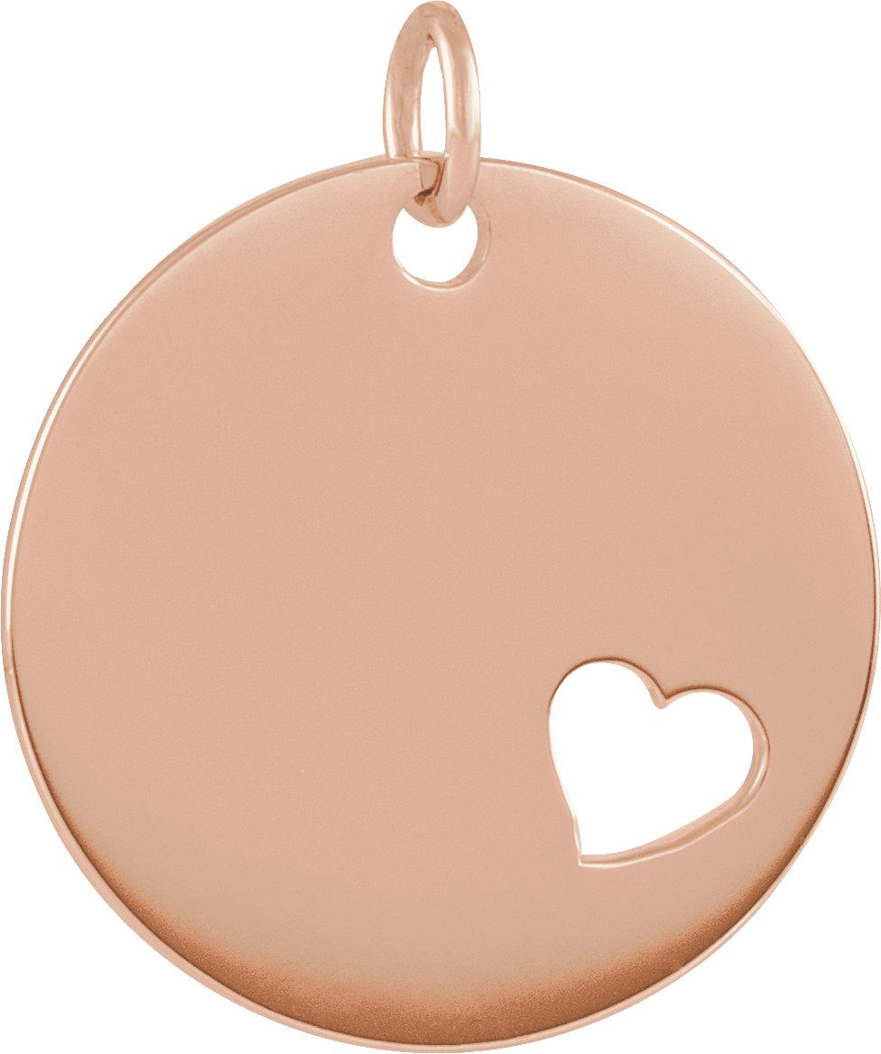 14K Rose Pierced Heart Engravable Disc Pendant Ref. 12908211