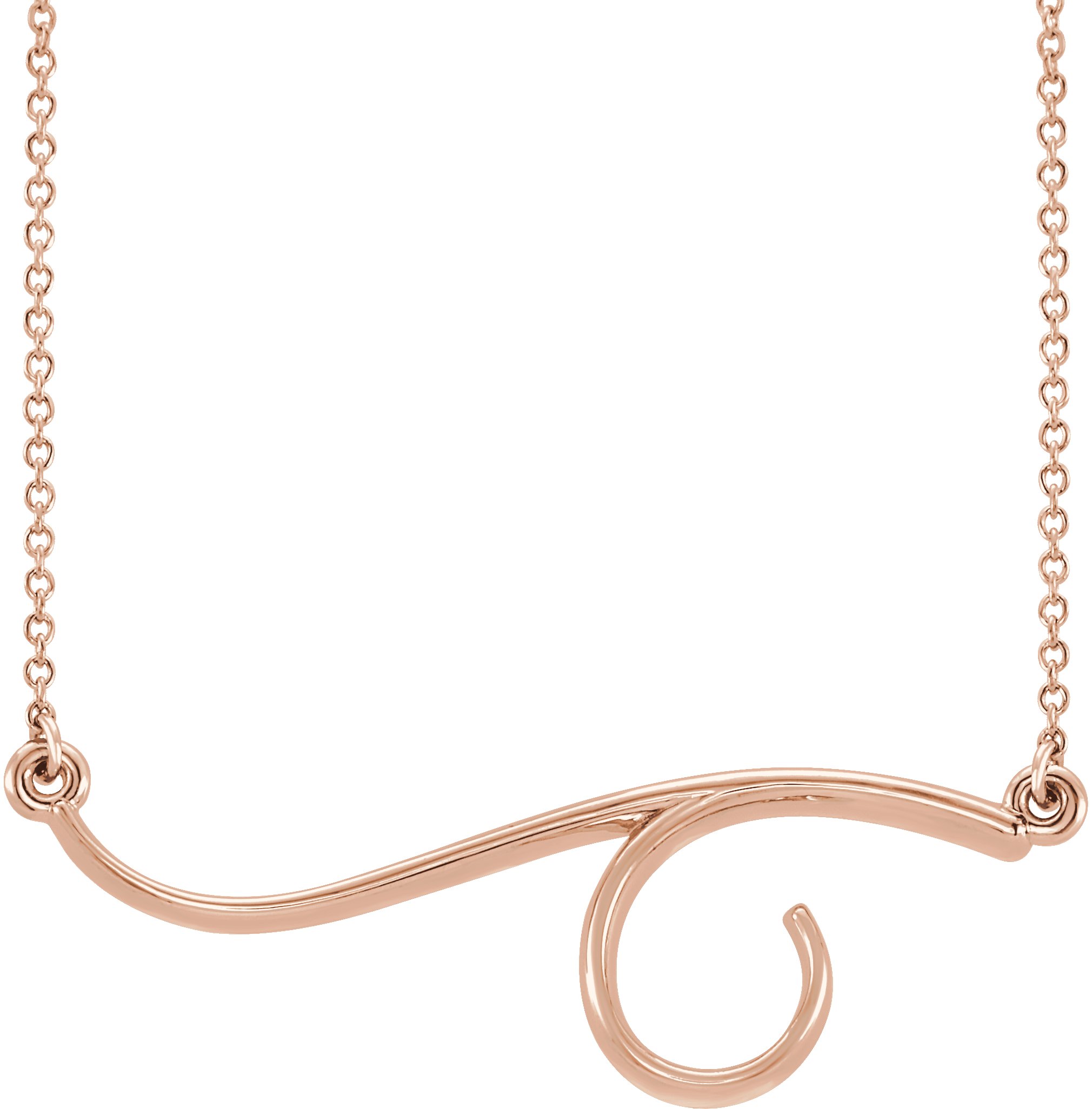 14K Rose Freeform Bar 16" Necklace